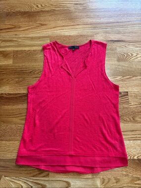 Sanctuary women’s RED LINEN KNIT Sleeveless V-Neck tunic top NWOT Med